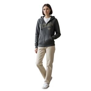 NFL New Orleans Saints Teen Script Full-Zip Distressed Grey Hoodie Size S
